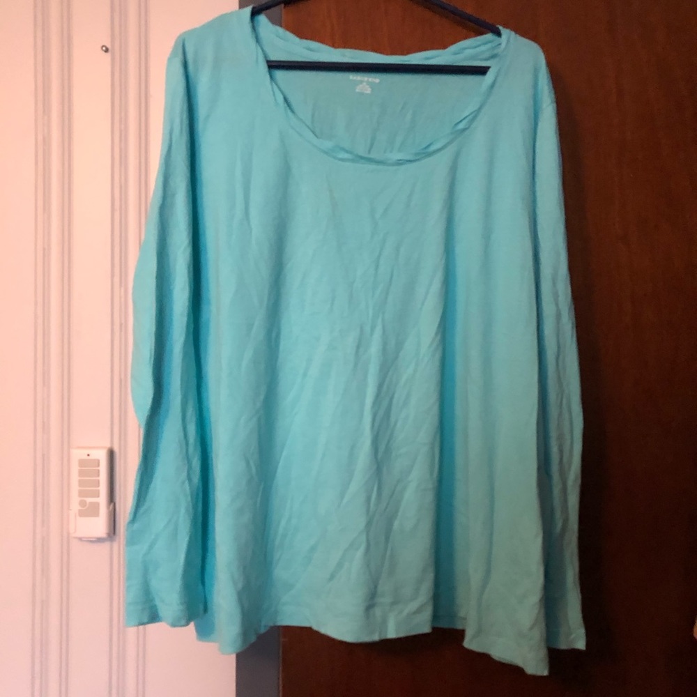 Lands End light blue twist neck shirt